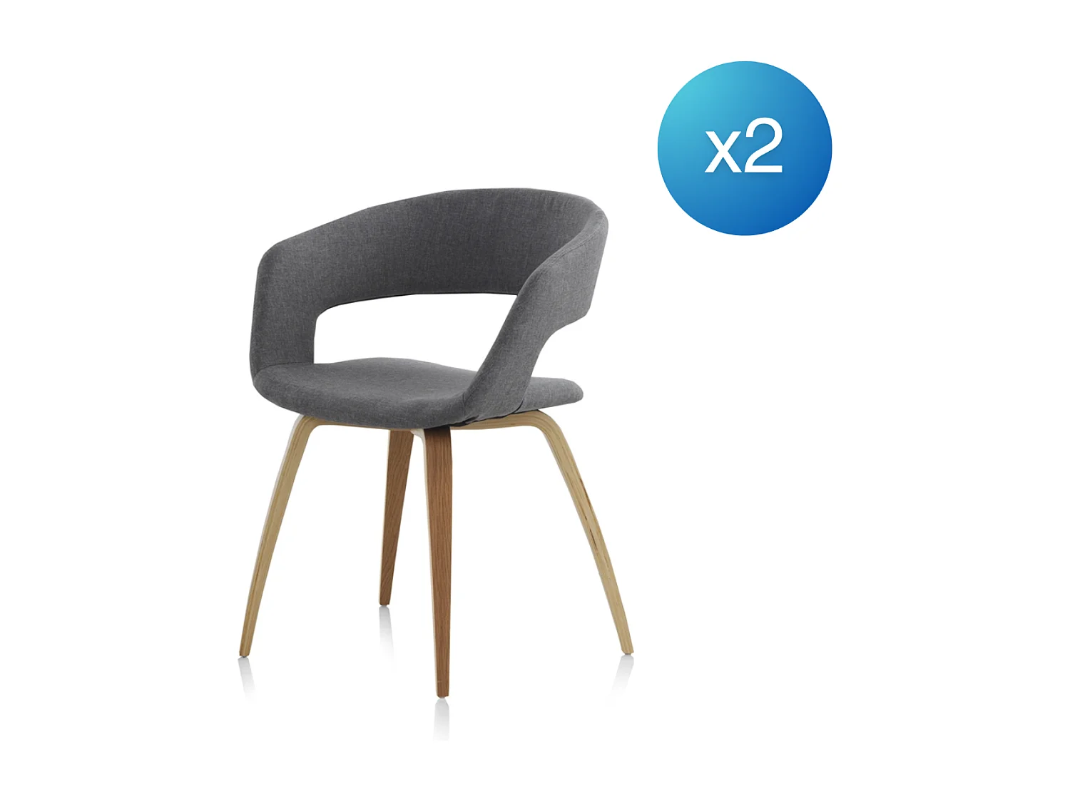 Lot de 2 fauteuils rembourrés gris