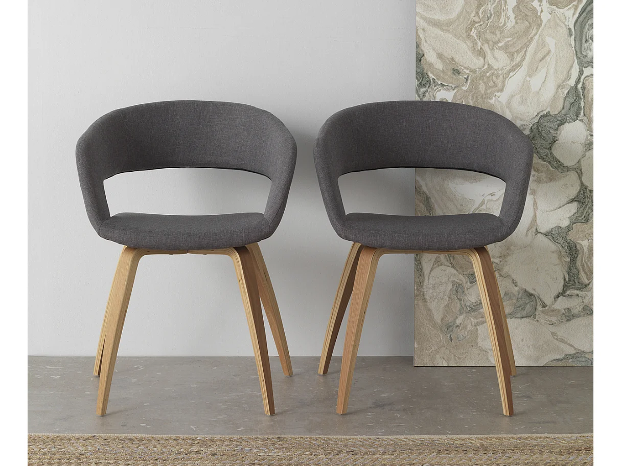 Lot de 2 fauteuils rembourrés gris