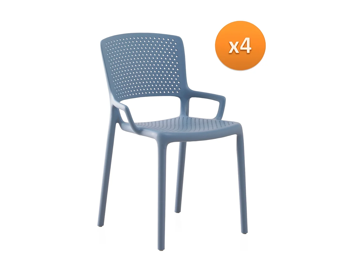 Lot de 4 chaises en PP couleur bleu ciel