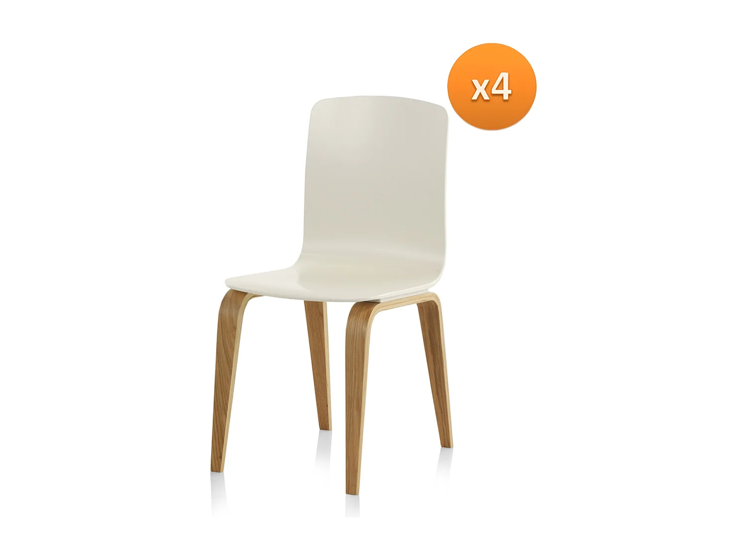 Pack 4 sillas madera blanca contrachapado roble