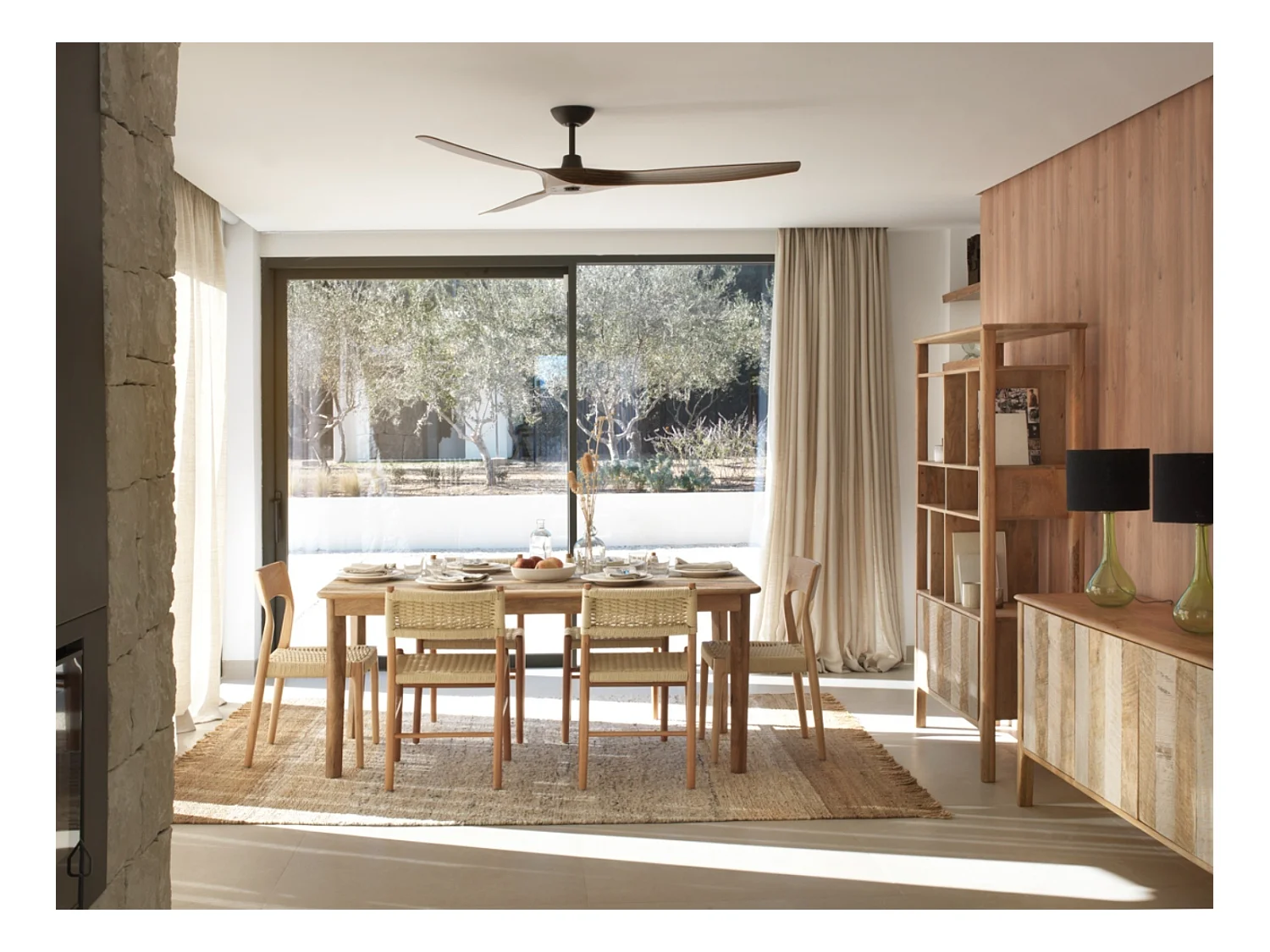 Pack 4 sillas madera de fresno con asiento trenzado