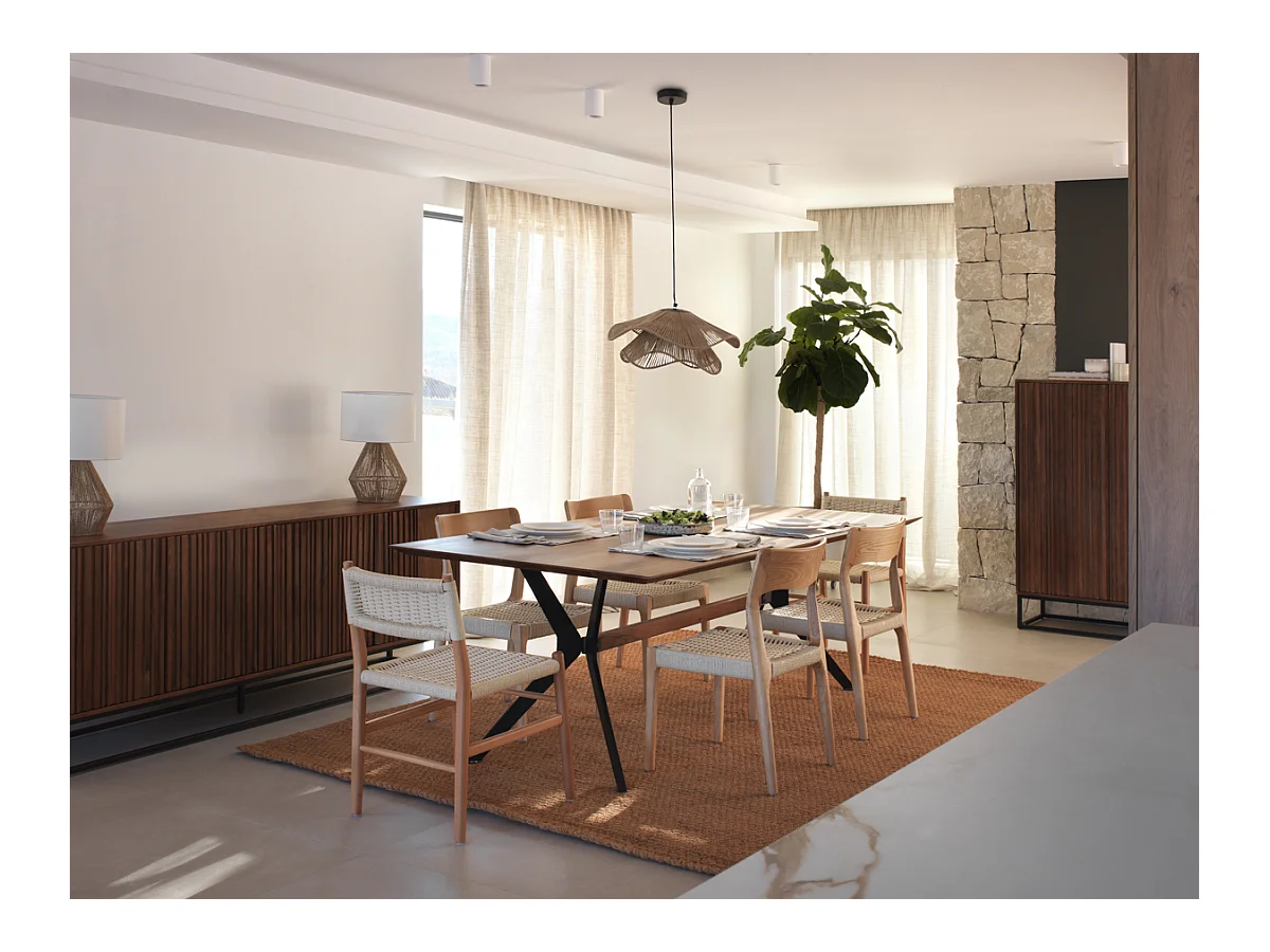 Pack 4 sillas madera de fresno con asiento trenzado