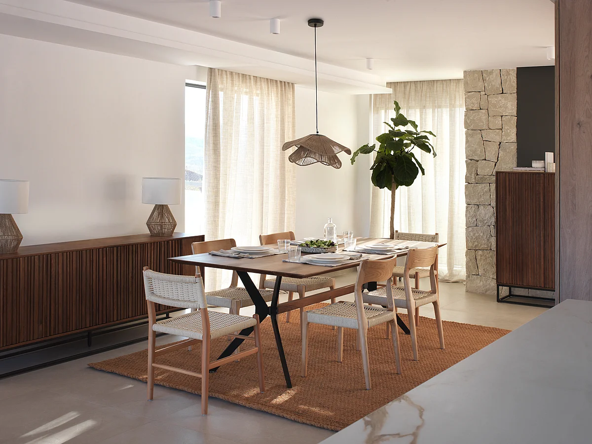 Pack 4 sillas madera de fresno con asiento trenzado