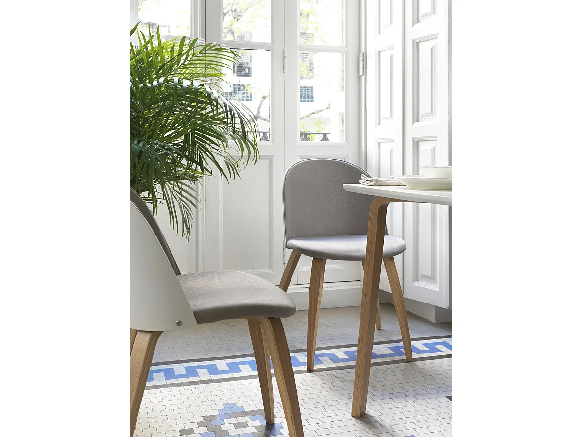 Lot de 2 chaises en bois rembourrées avec dossier laqué blanc