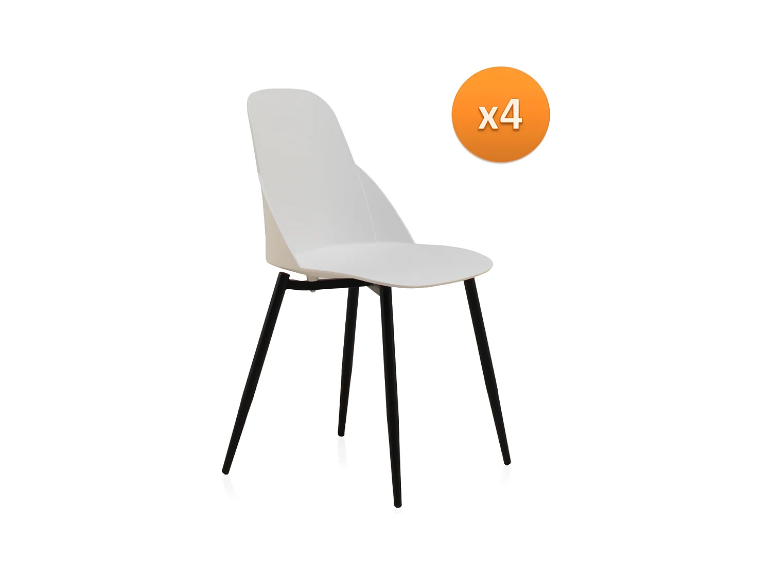 Lot de 4 chaises pp blanc avec pieds en métal