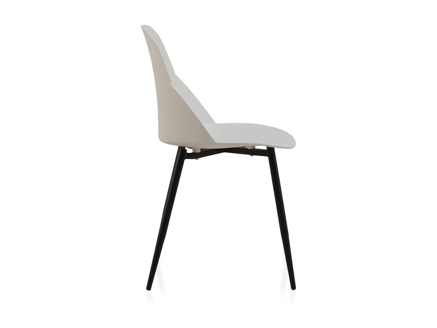 Lot de 4 chaises en PP couleur blanche avec pieds métalliques