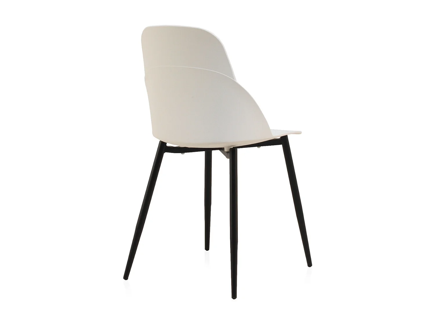 Lot de 4 chaises en PP couleur blanche avec pieds métalliques