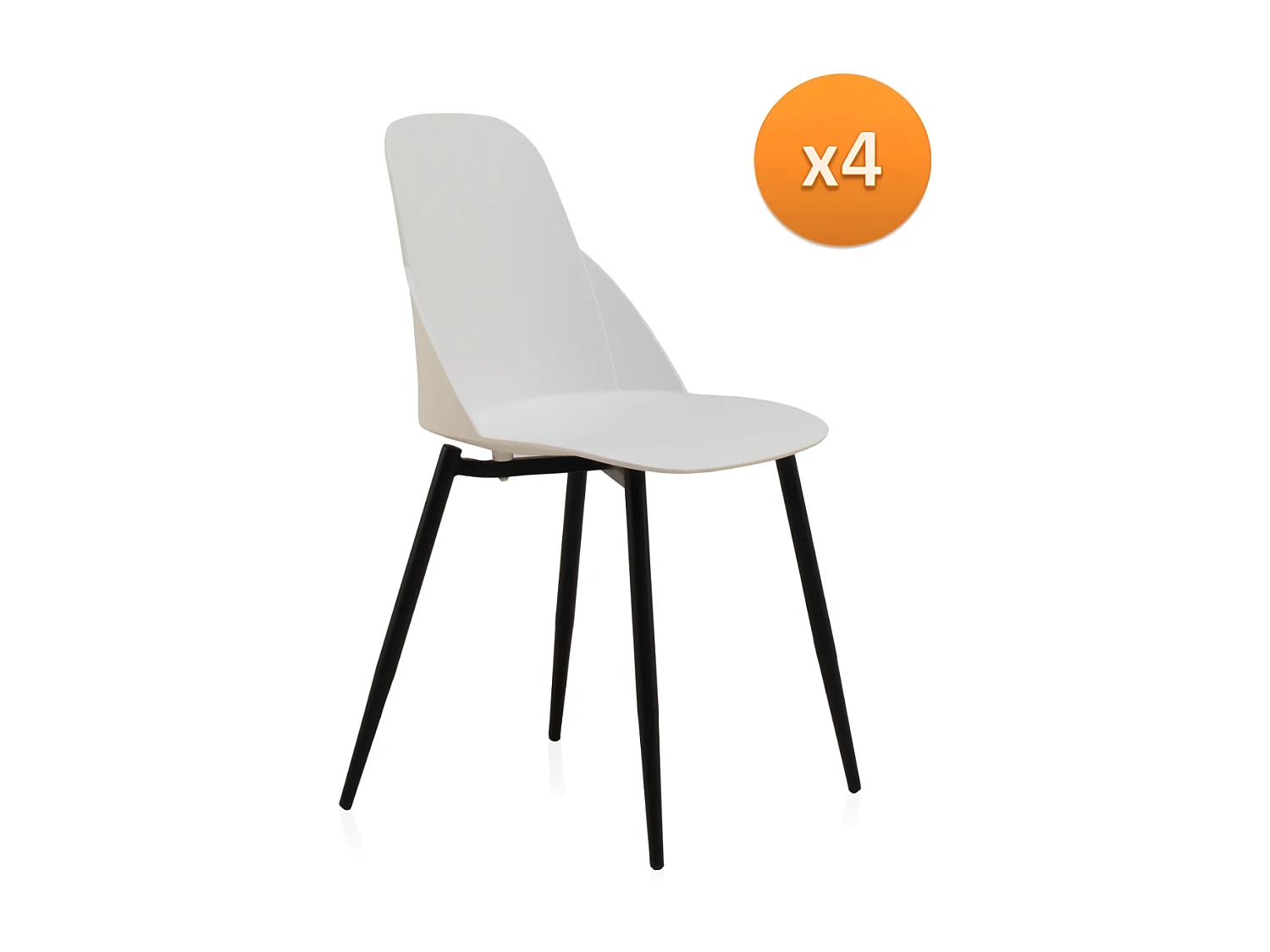 Pack 4 sillas pp color blanco con patas metálicas