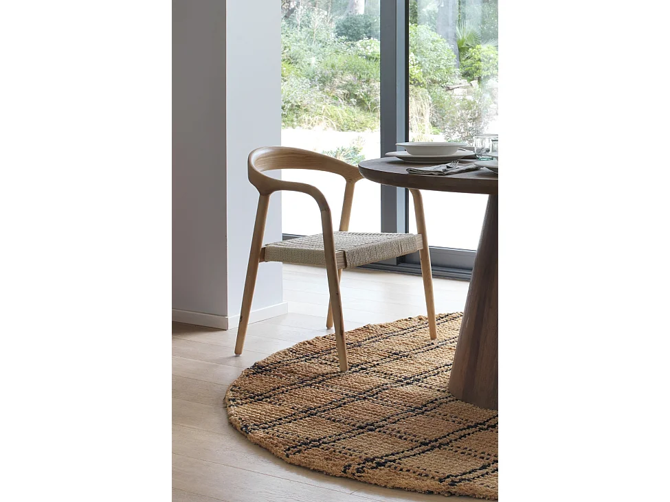 Lot de 4 fauteuils en frêne avec assise tressée