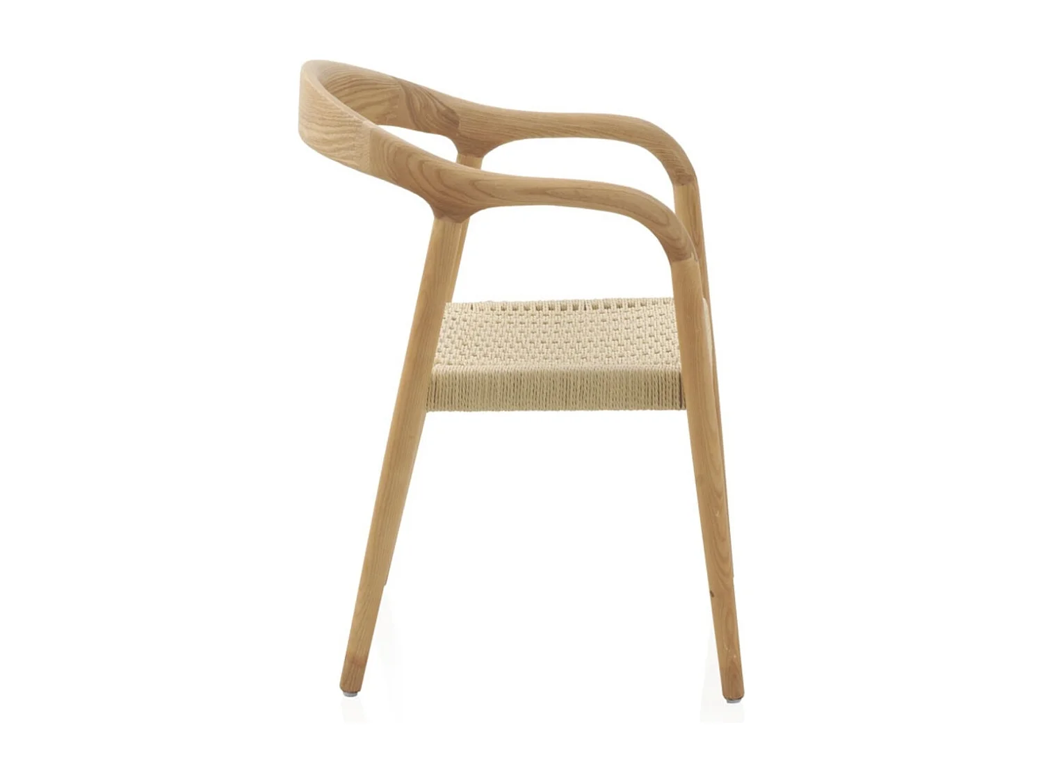 Lot de 4 fauteuils en frêne avec assise tressée