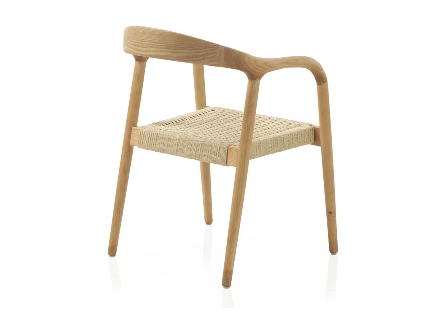 Lot de 4 fauteuils en frêne avec assise tressée