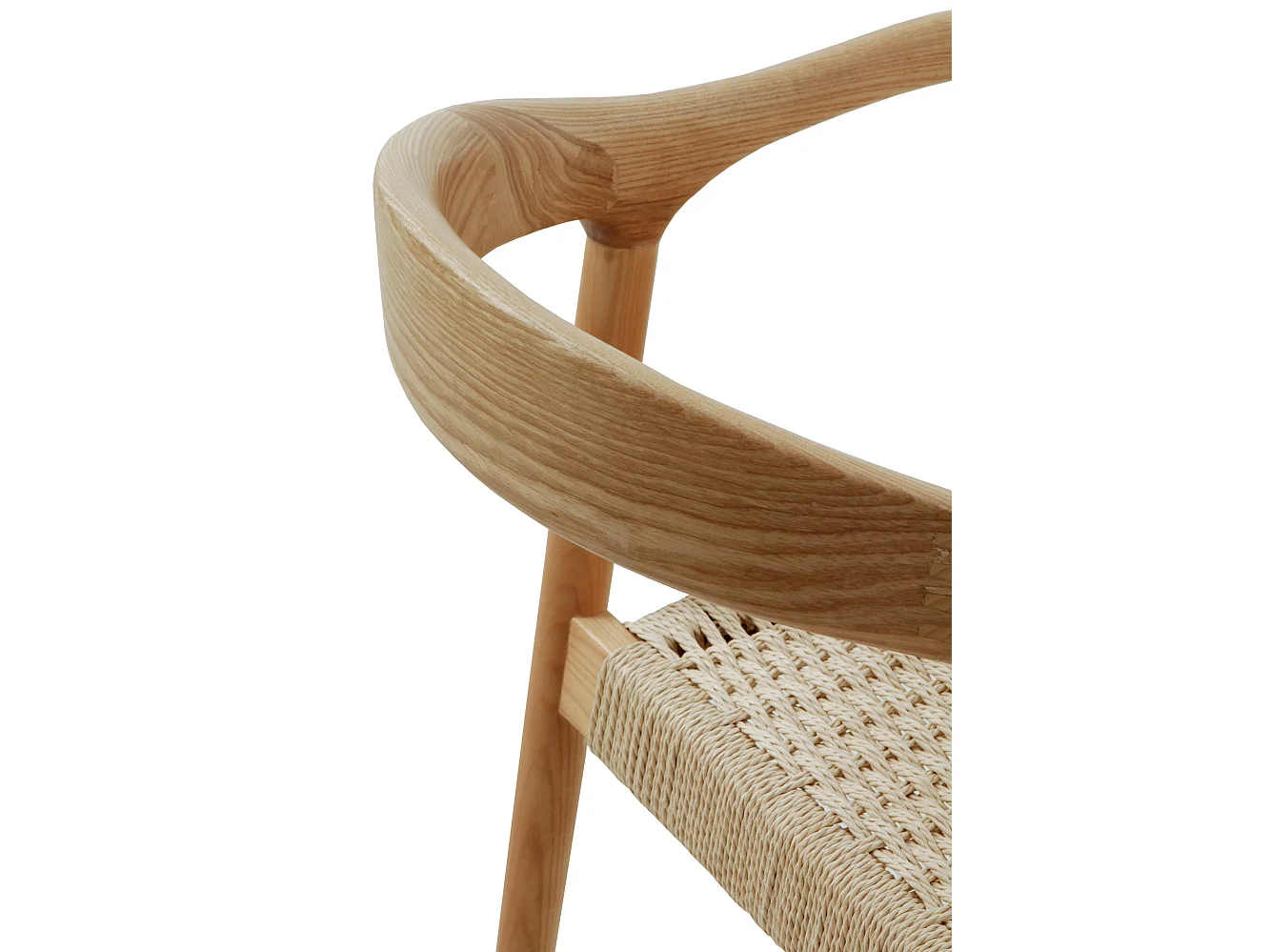 Lot de 4 fauteuils en frêne avec assise tressée