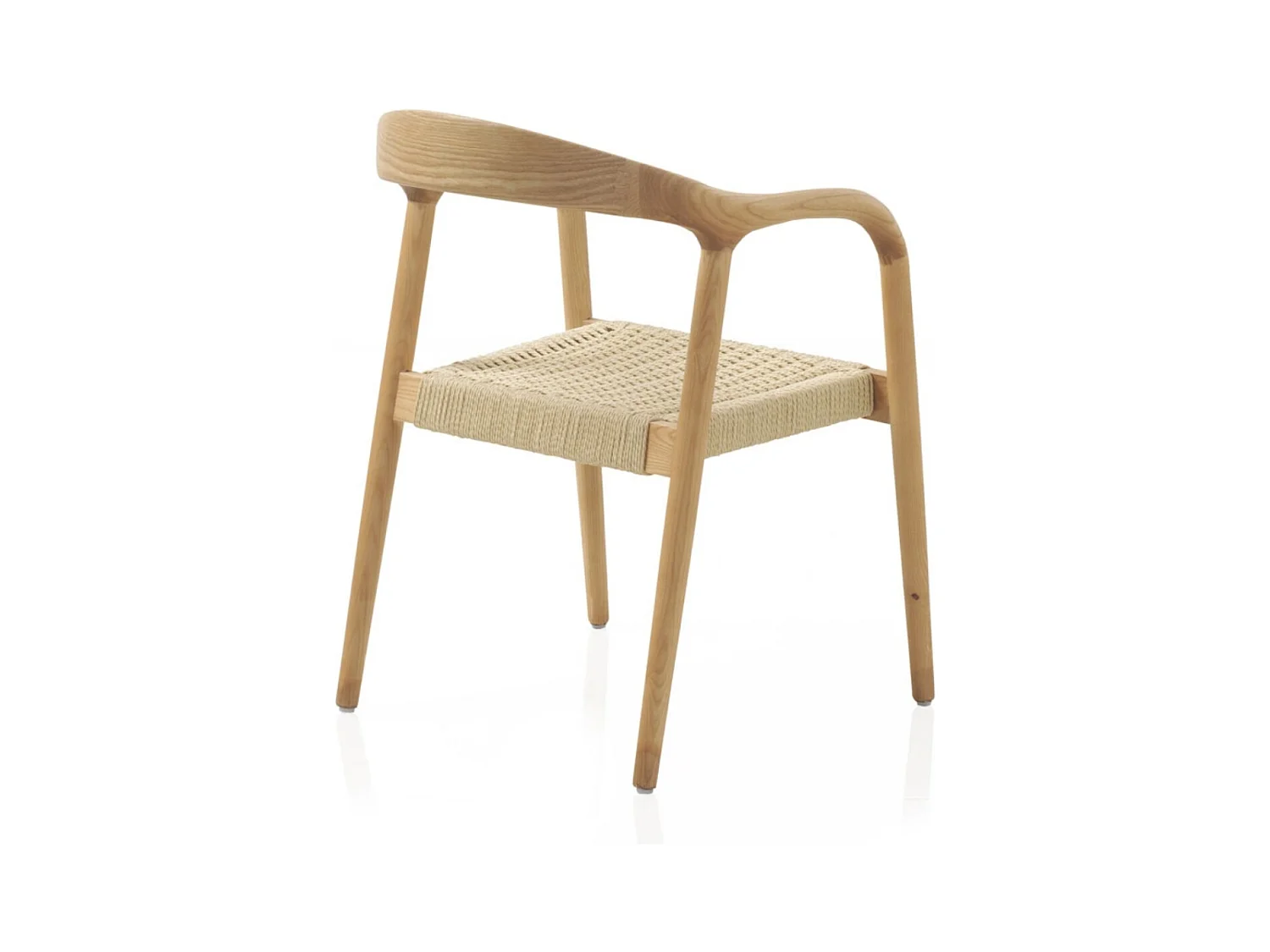 Pack 4 sillones madera de fresno con asiento trenzado