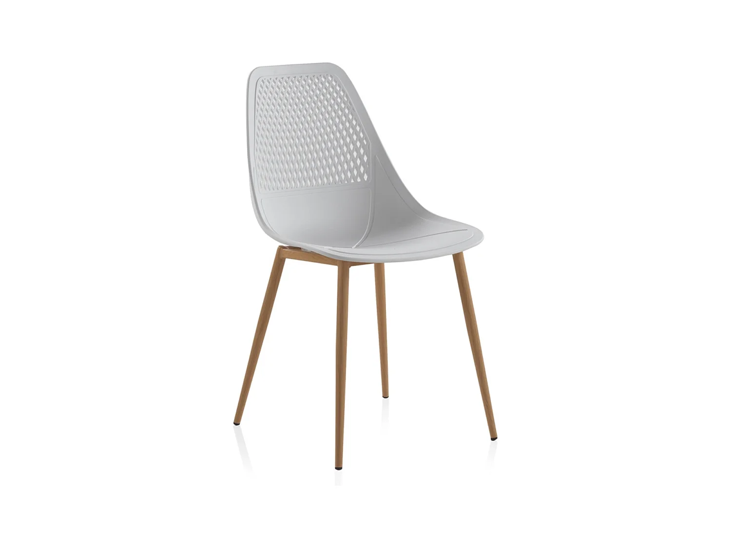 Lot de 4 chaises en polypropylène blanc et pieds en métal