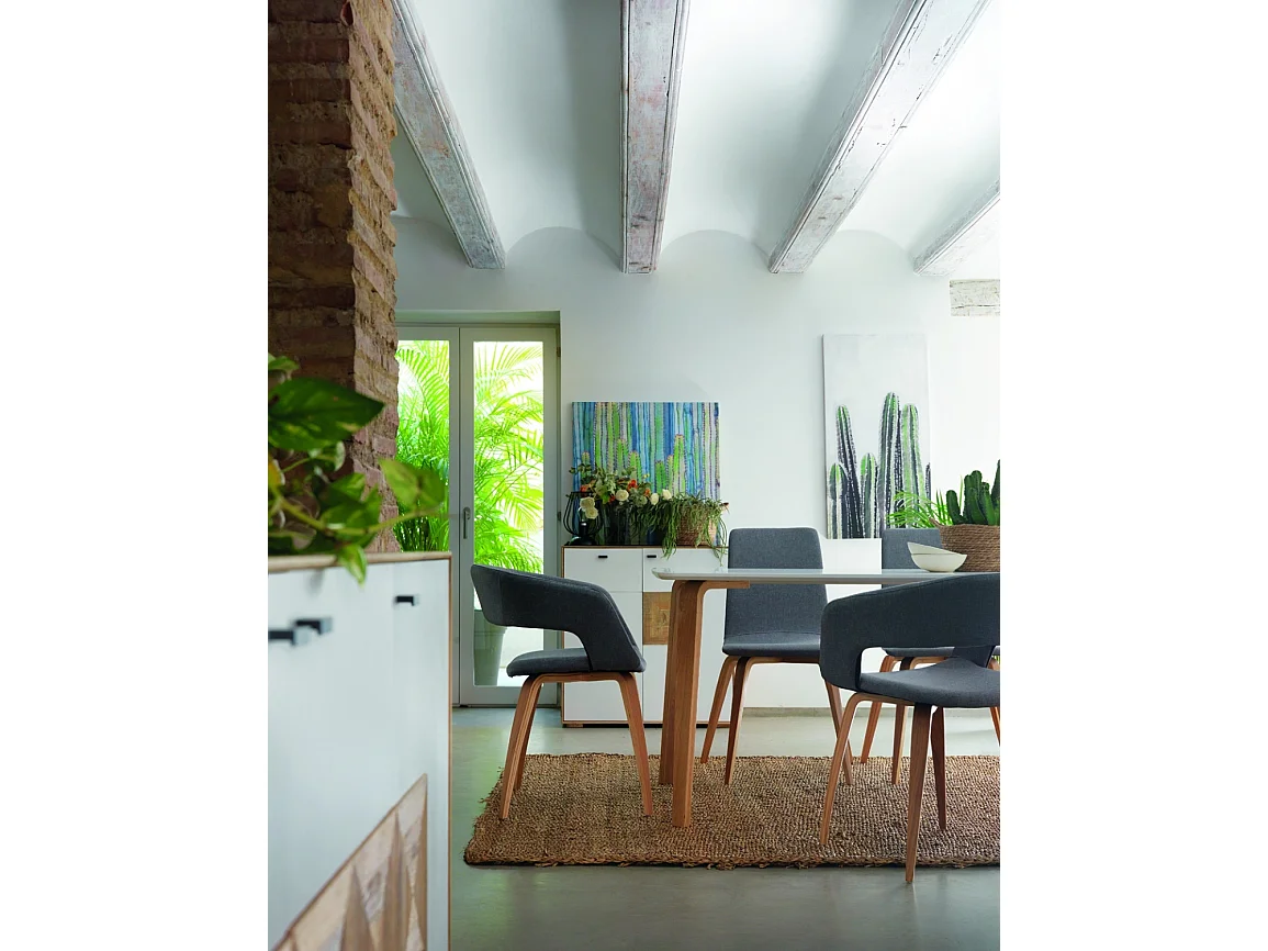 Lot de 4 chaises en bois rembourrées grises