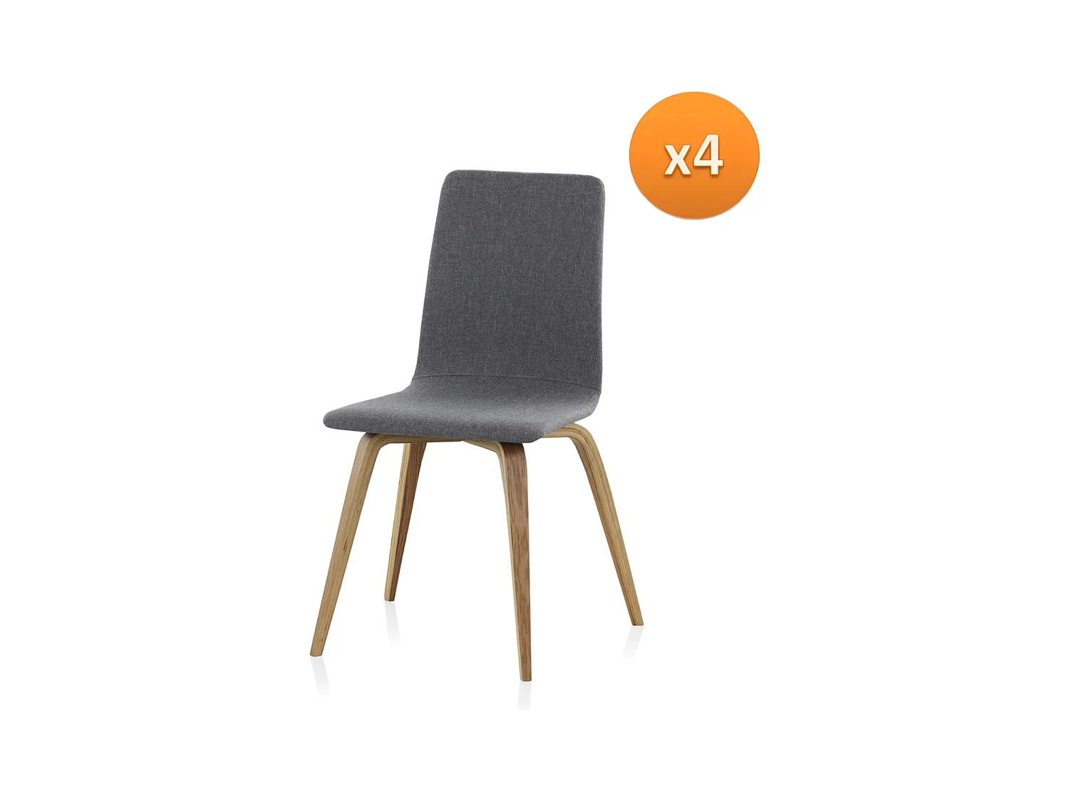 Lot de 4 chaises en bois tapissées grises