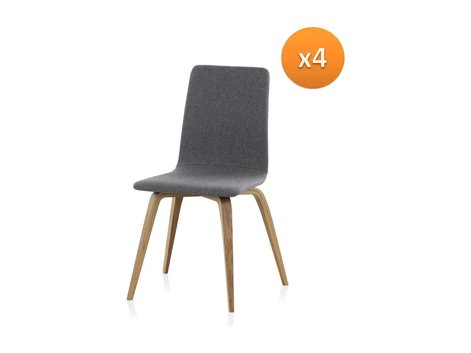 Set di 4 sedie in legno imbottite in grigio