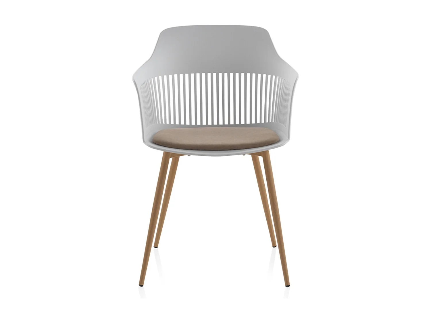 Lot de 4 fauteuils en polypropylène blanc avec assise tapissée