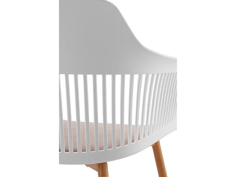 Lot de 4 fauteuils en polypropylène blanc avec assise tapissée