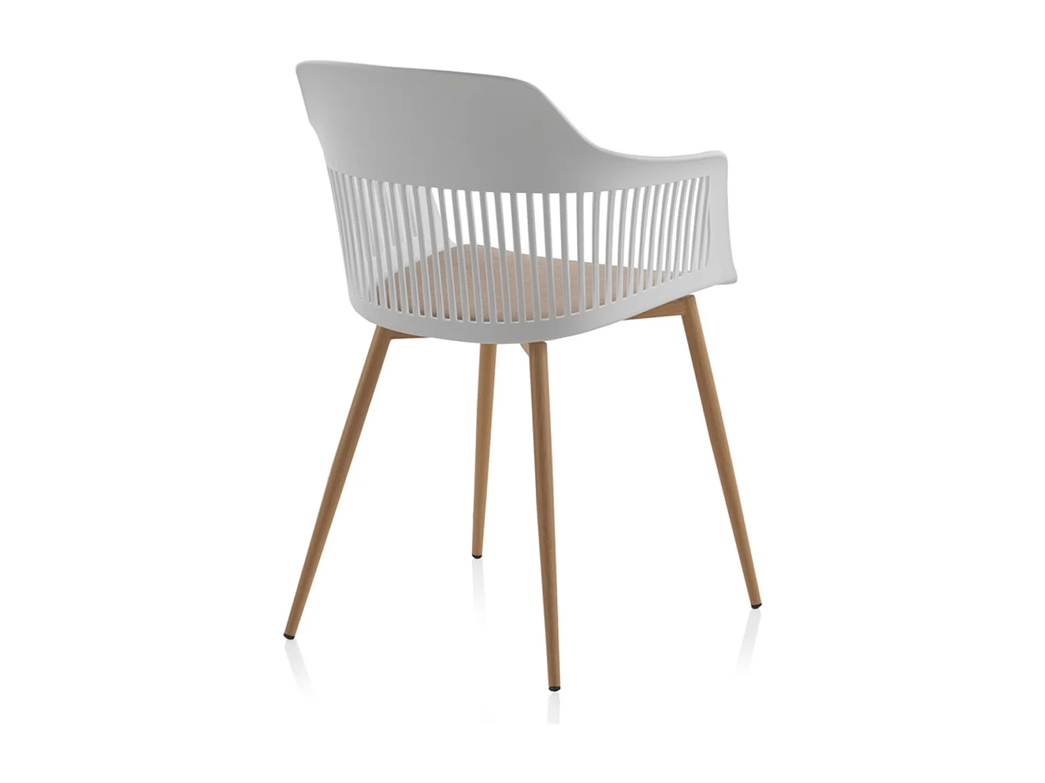 Lot de 4 fauteuils en polypropylène blanc avec assise rembourrée et pieds métalliques