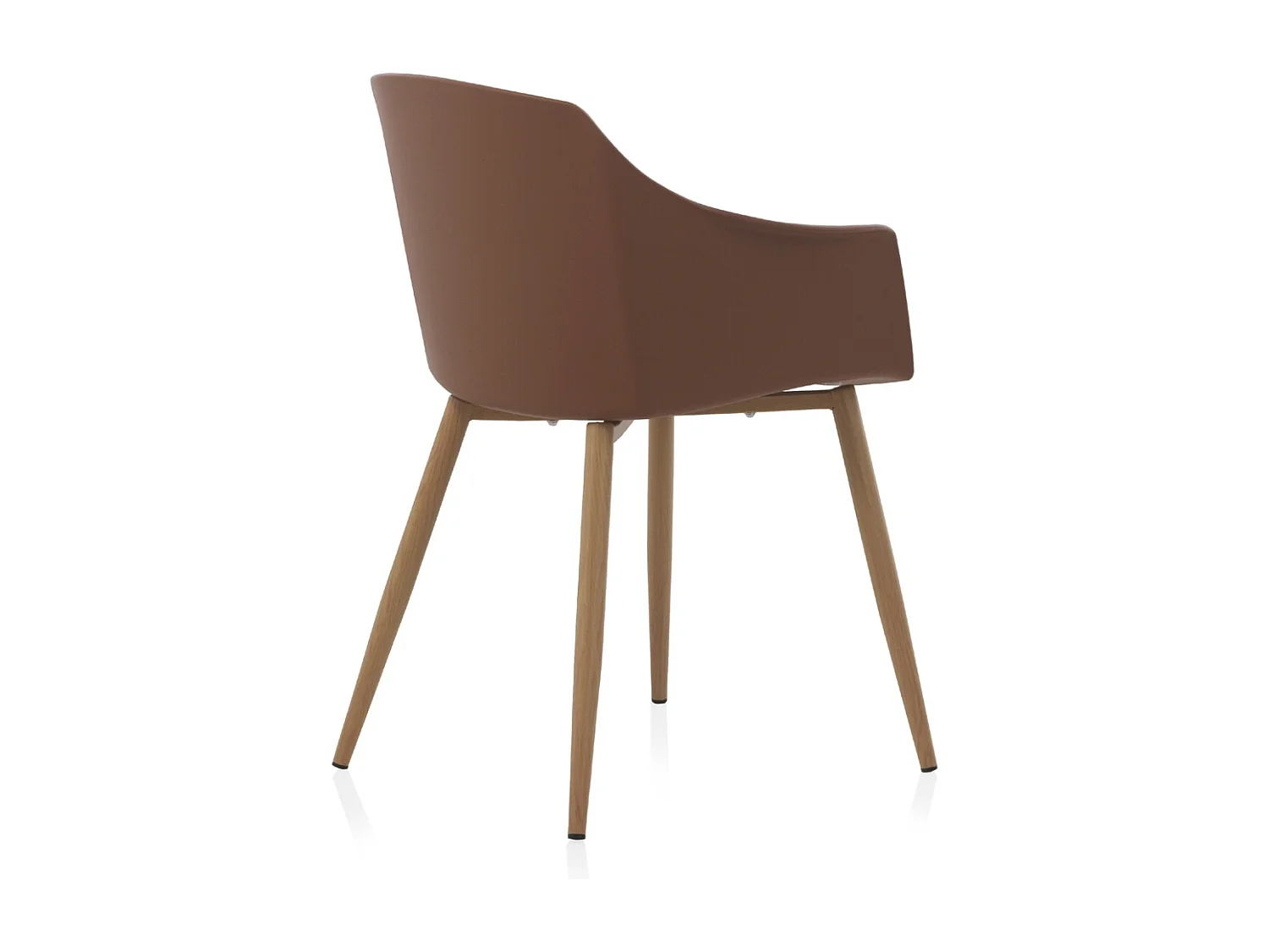 Pacote 4 poltronas em polipropileno castanho com pés metálicos