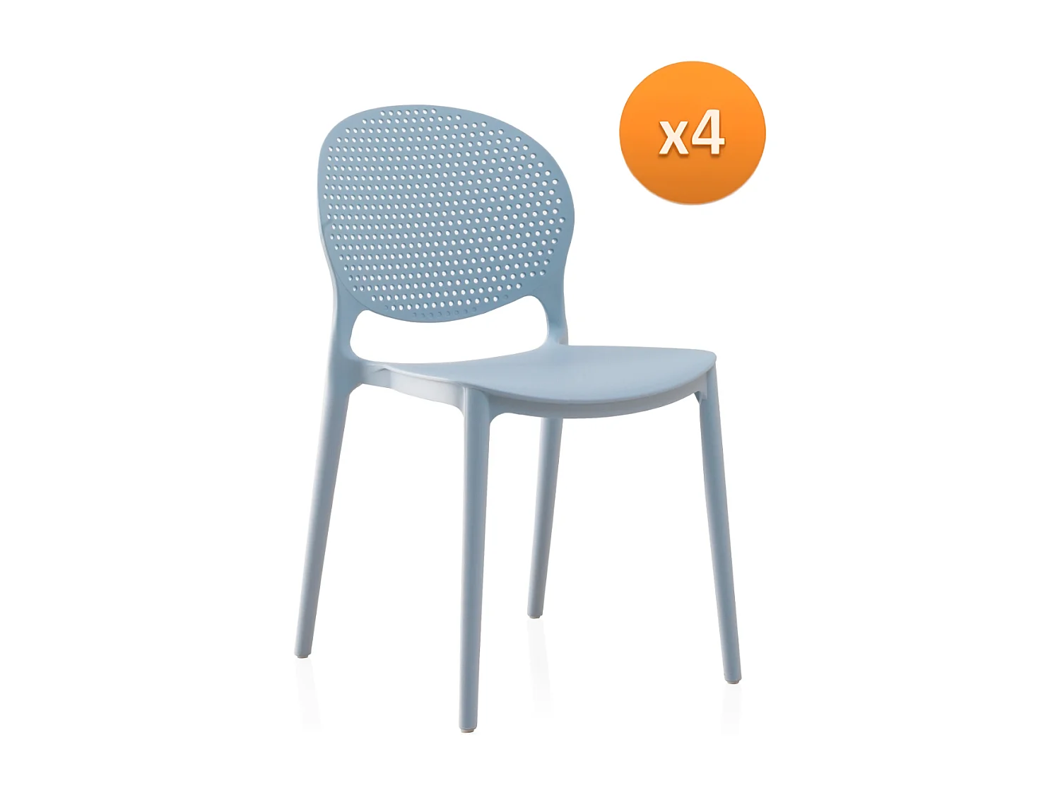 Lot de 4 chaises en PP bleu ciel