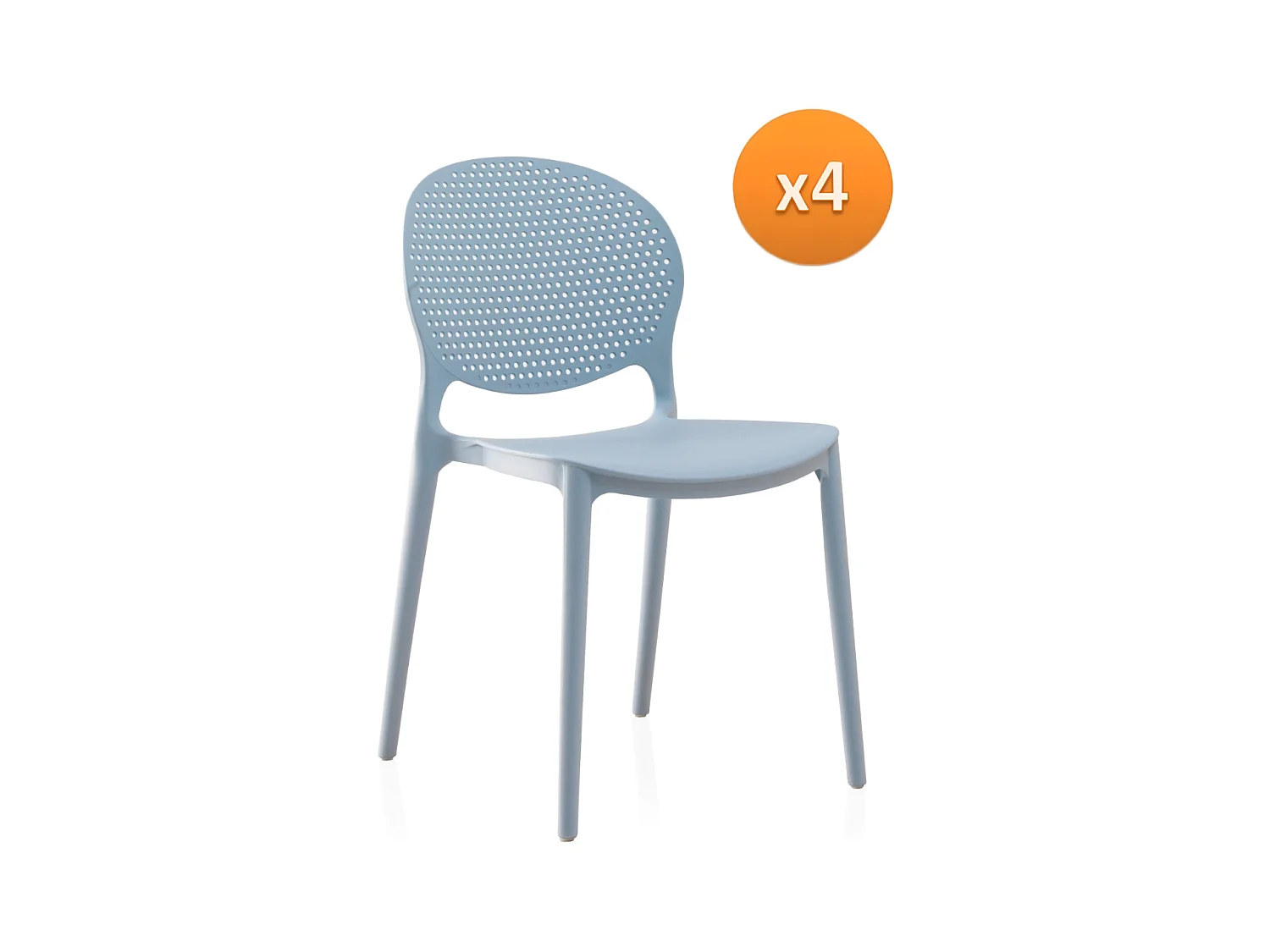 Lot de 4 chaises pp bleu clair