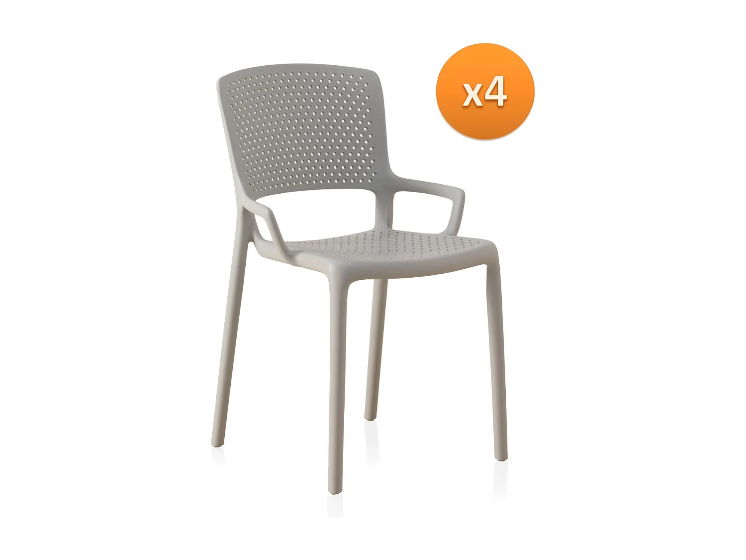 Lot de 4 chaises en PP gris
