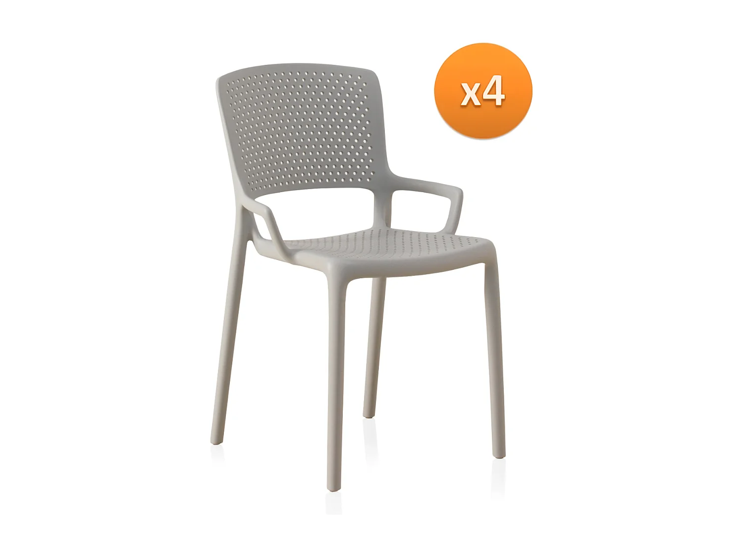 Lot de 4 chaises en PP gris