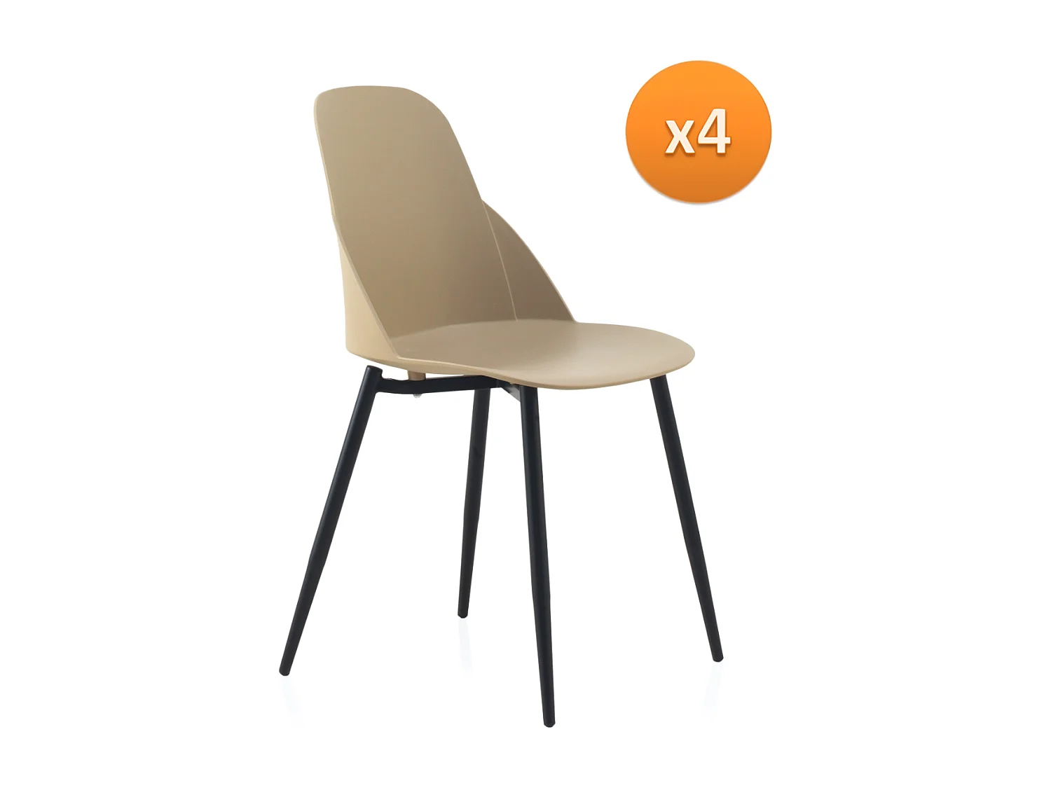 Pack 4 sillas pp color camel con patas metálicas