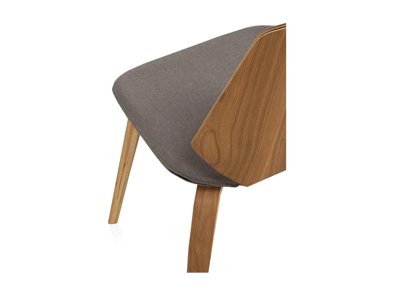 Lot de 4 chaises en bois contreplaqué chêne rembourrées