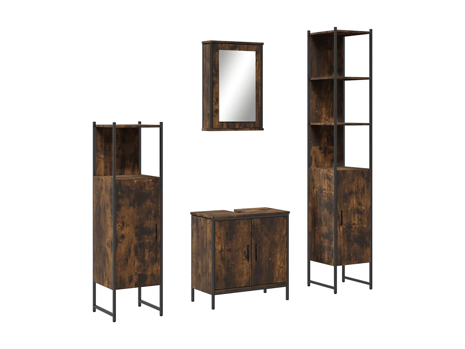 Ensemble de meubles de salle de bain 4 pcs Chêne fumé Bois