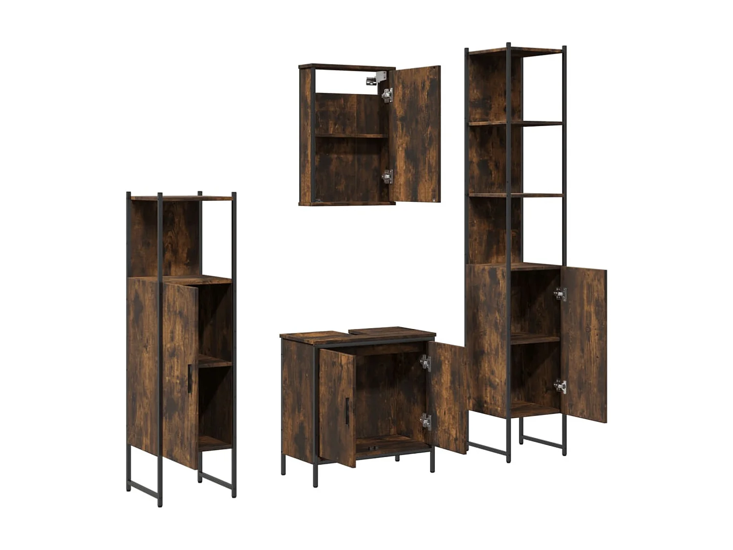 Ensemble de meubles de salle de bain 4 pcs Chêne fumé Bois