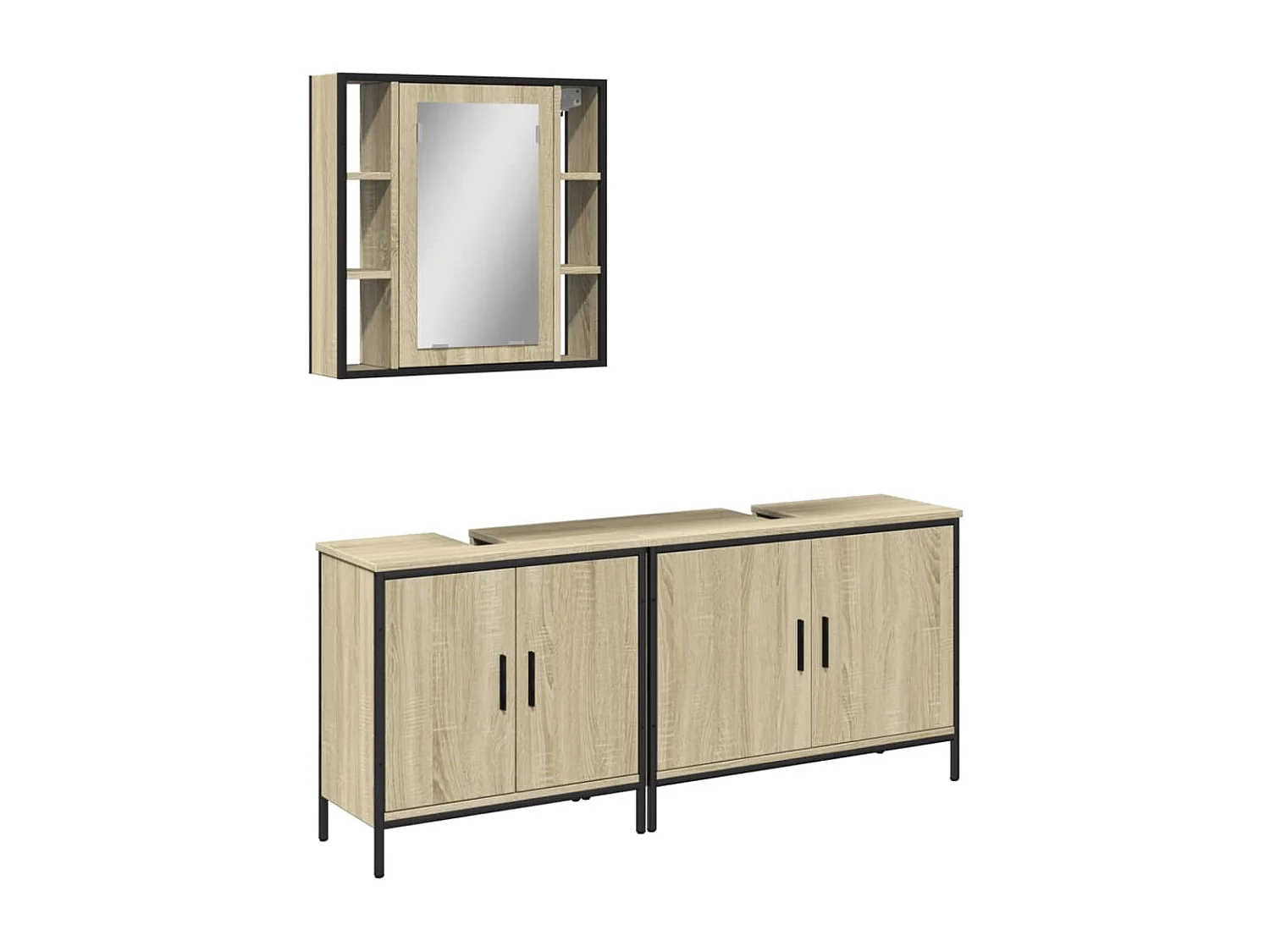vidaXL Set de muebles de baño 3 pzas madera contrachapada roble sonoma Marrón