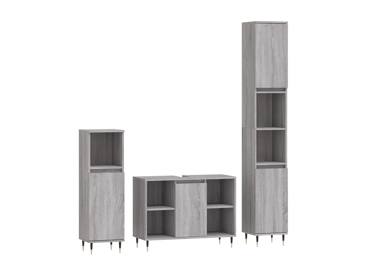 Ensemble de meubles de salle de bain 3 pcs Sonoma gris