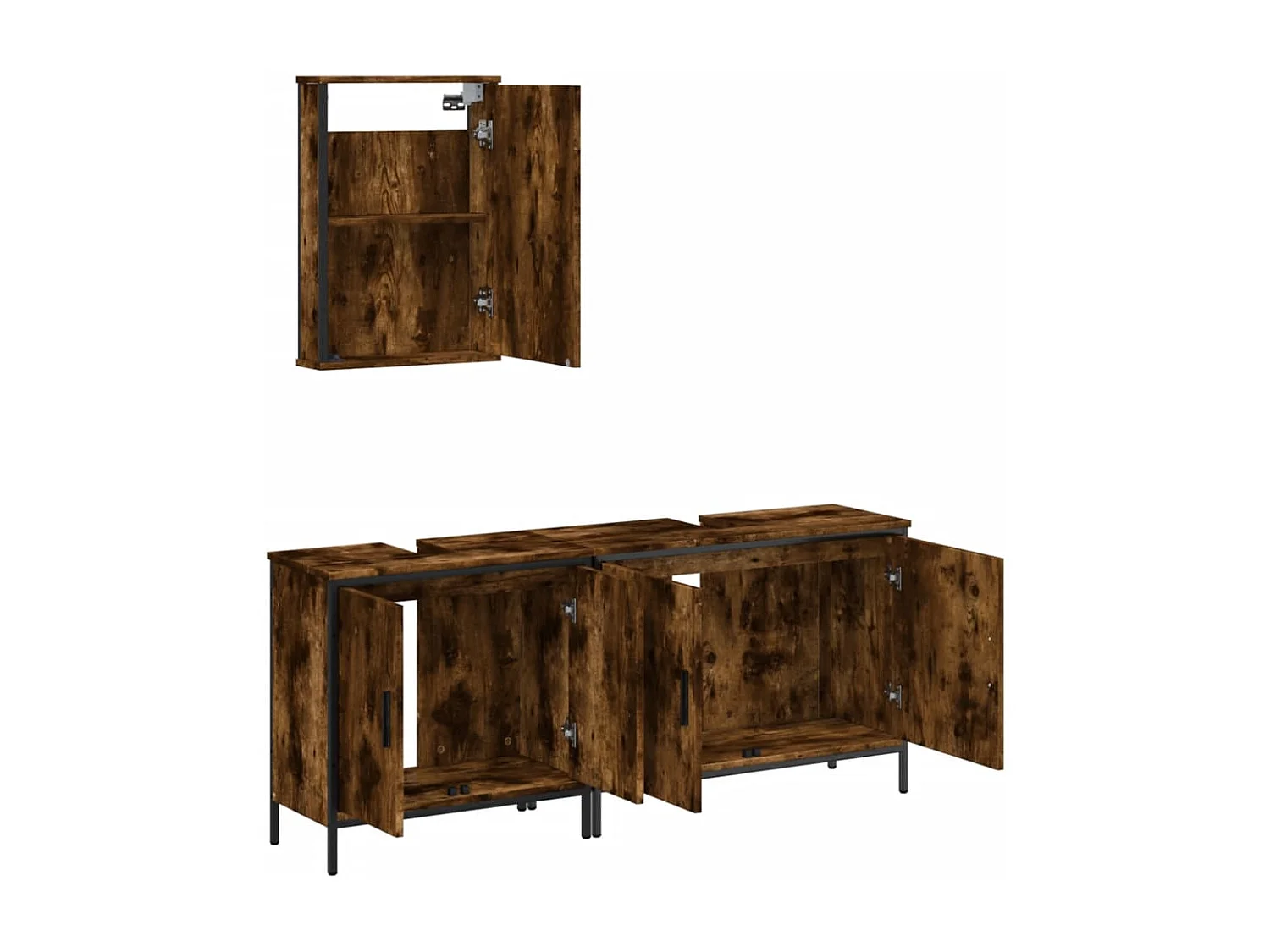 Ensemble de meubles de salle de bain 3 pcs Chêne fumé