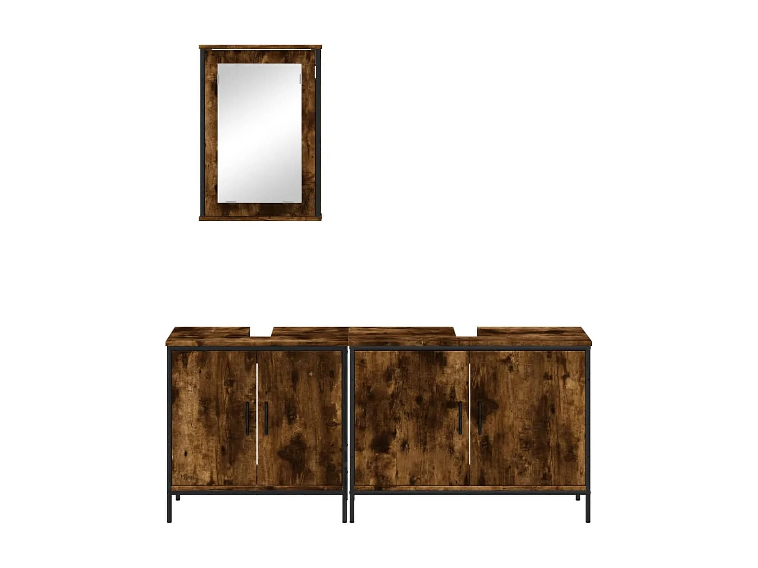 Ensemble de meubles de salle de bain 3 pcs Chêne fumé