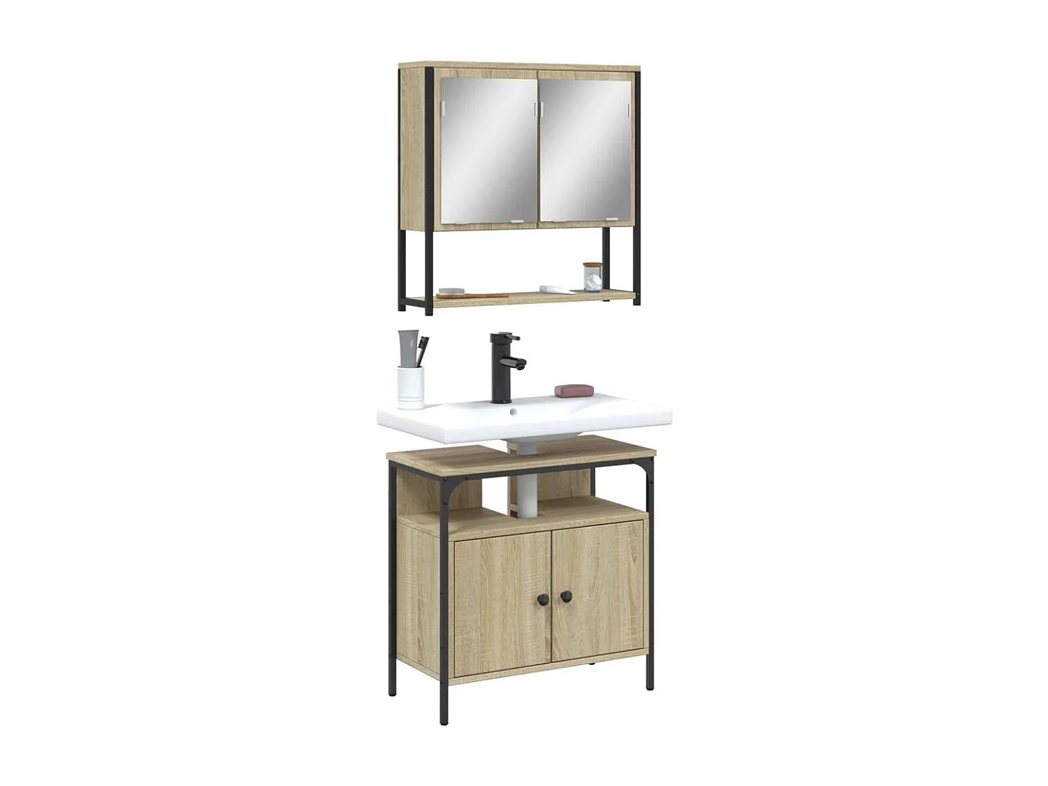 Ensemble de meubles de salle de bain 2 pcs chêne sonoma