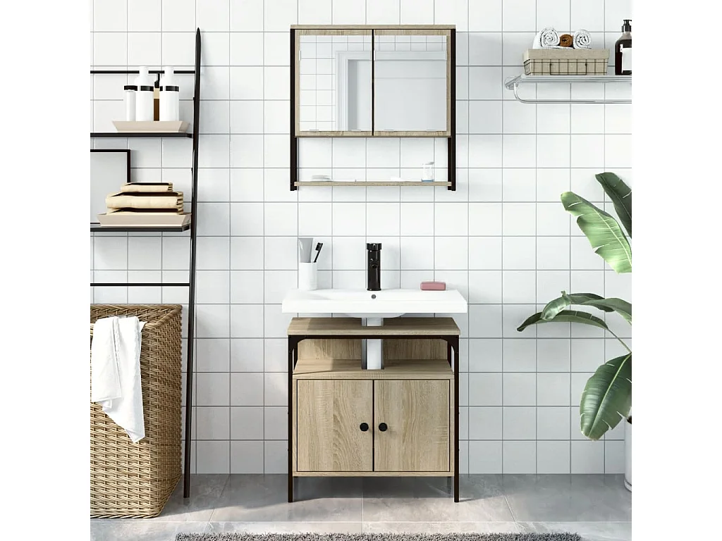 Ensemble de meubles de salle de bain 2 pcs chêne sonoma