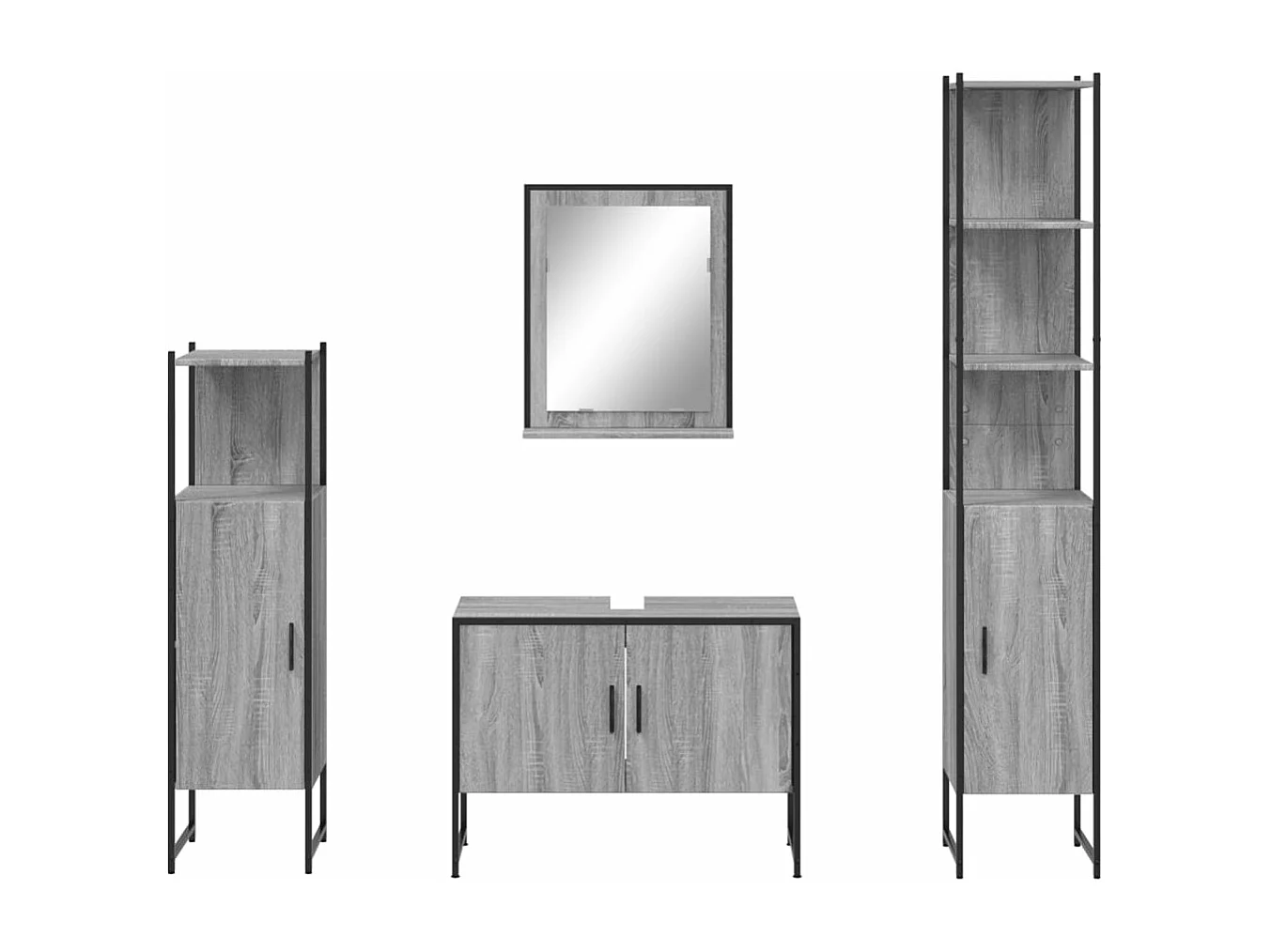 Ensemble d'armoires de salle de bain 4 pcs sonoma gris