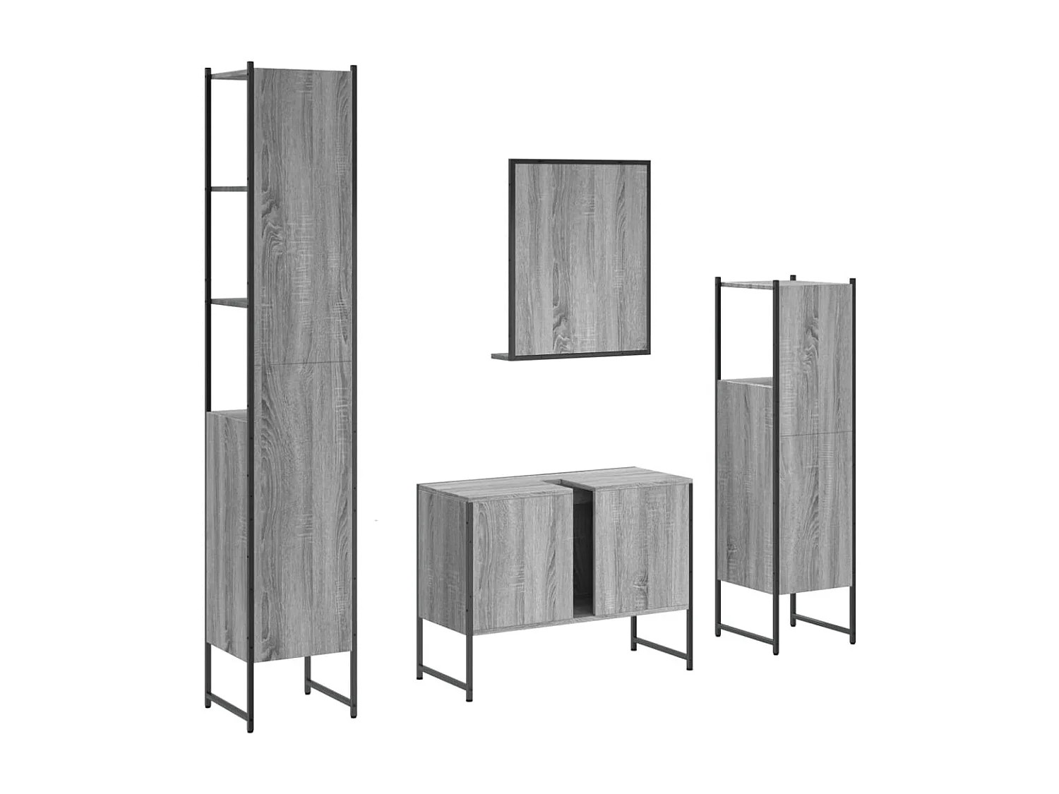 Ensemble d'armoires de salle de bain 4 pcs sonoma gris