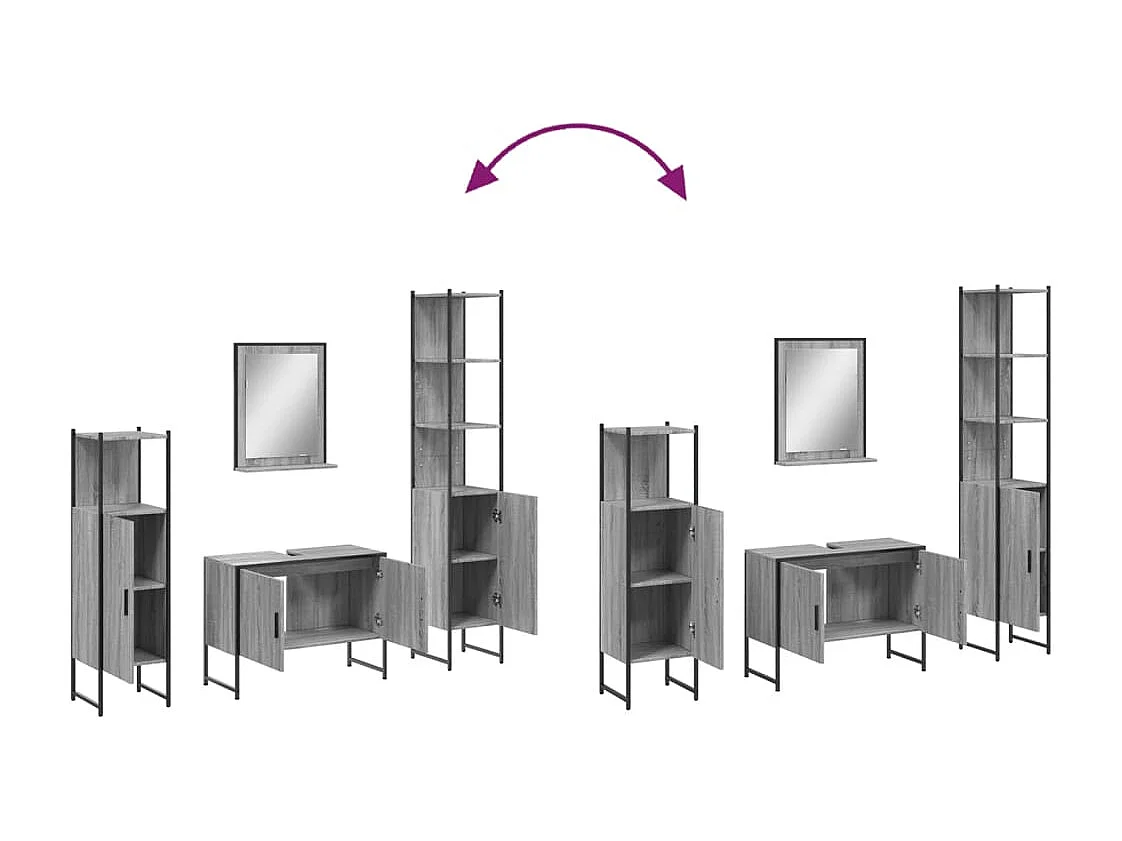 Ensemble d'armoires de salle de bain 4 pcs sonoma gris