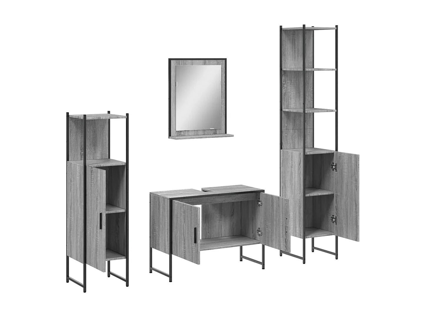 Ensemble d'armoires de salle de bain 4 pcs sonoma gris