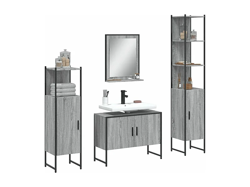 Ensemble d'armoires de salle de bain 4 pcs sonoma gris