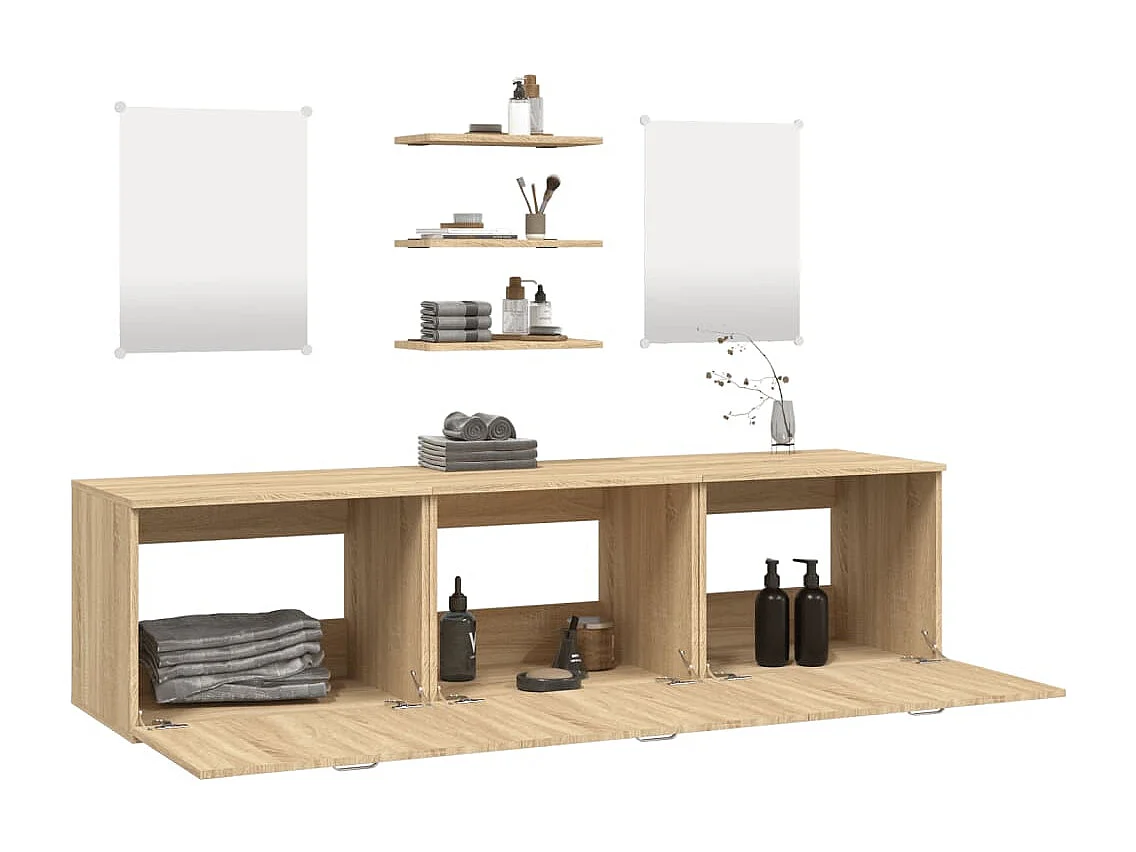 Ensemble de meubles salle de bain 6 pcs chêne bois d'ingénierie