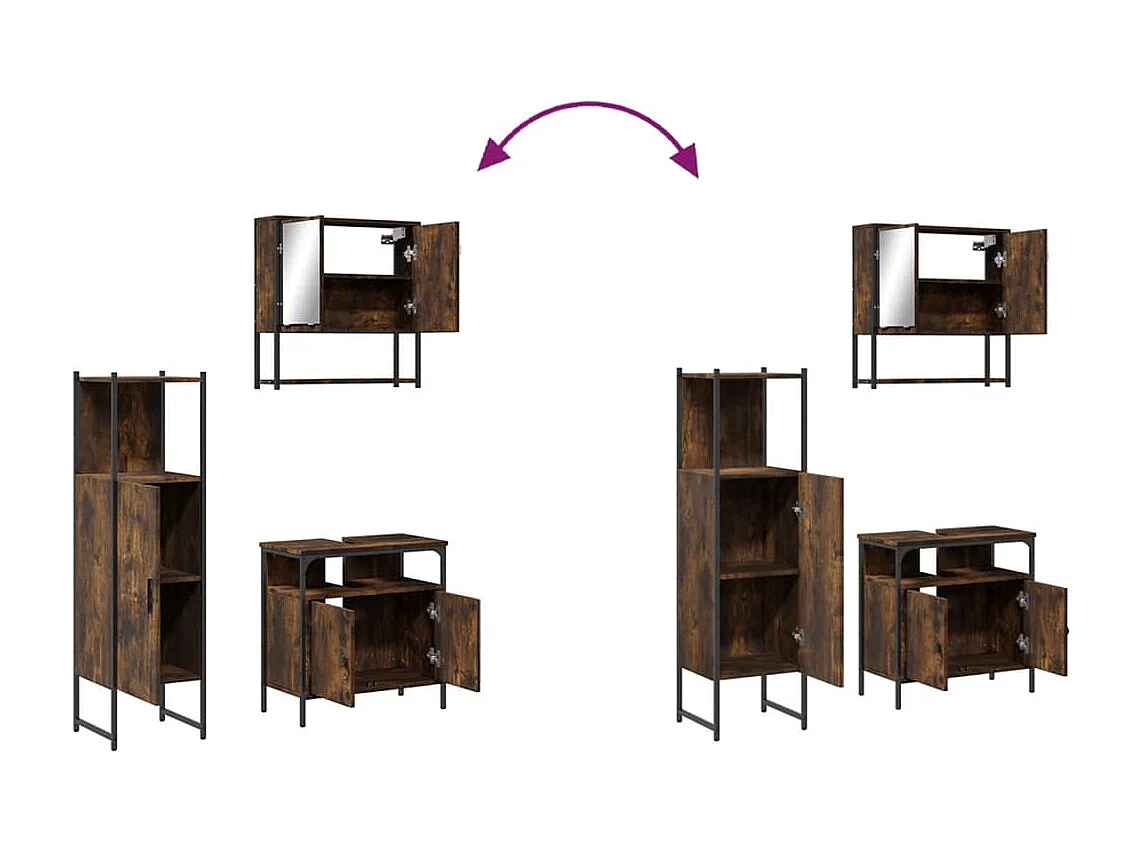 Ensemble de meubles de salle de bain 3 pcs Chêne fumé