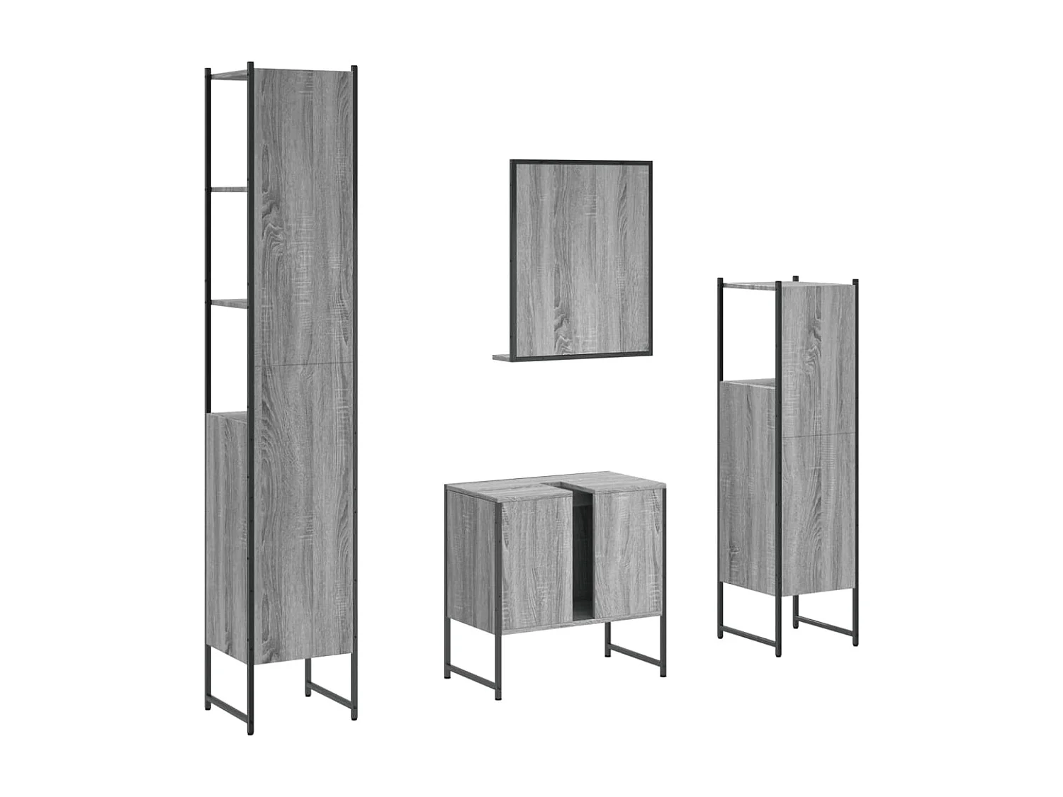 Ensemble d'armoires de salle de bain 4 pcs sonoma gris