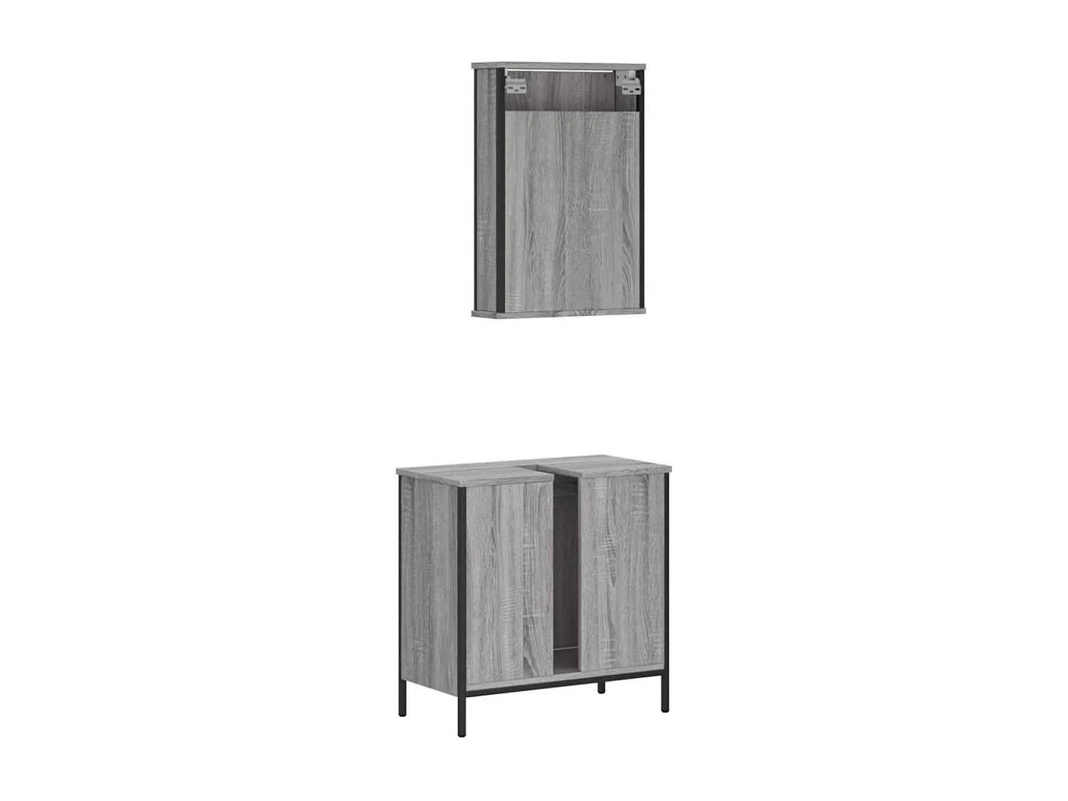 Ensemble de meubles de salle de bain 2 pcs Sonoma gris