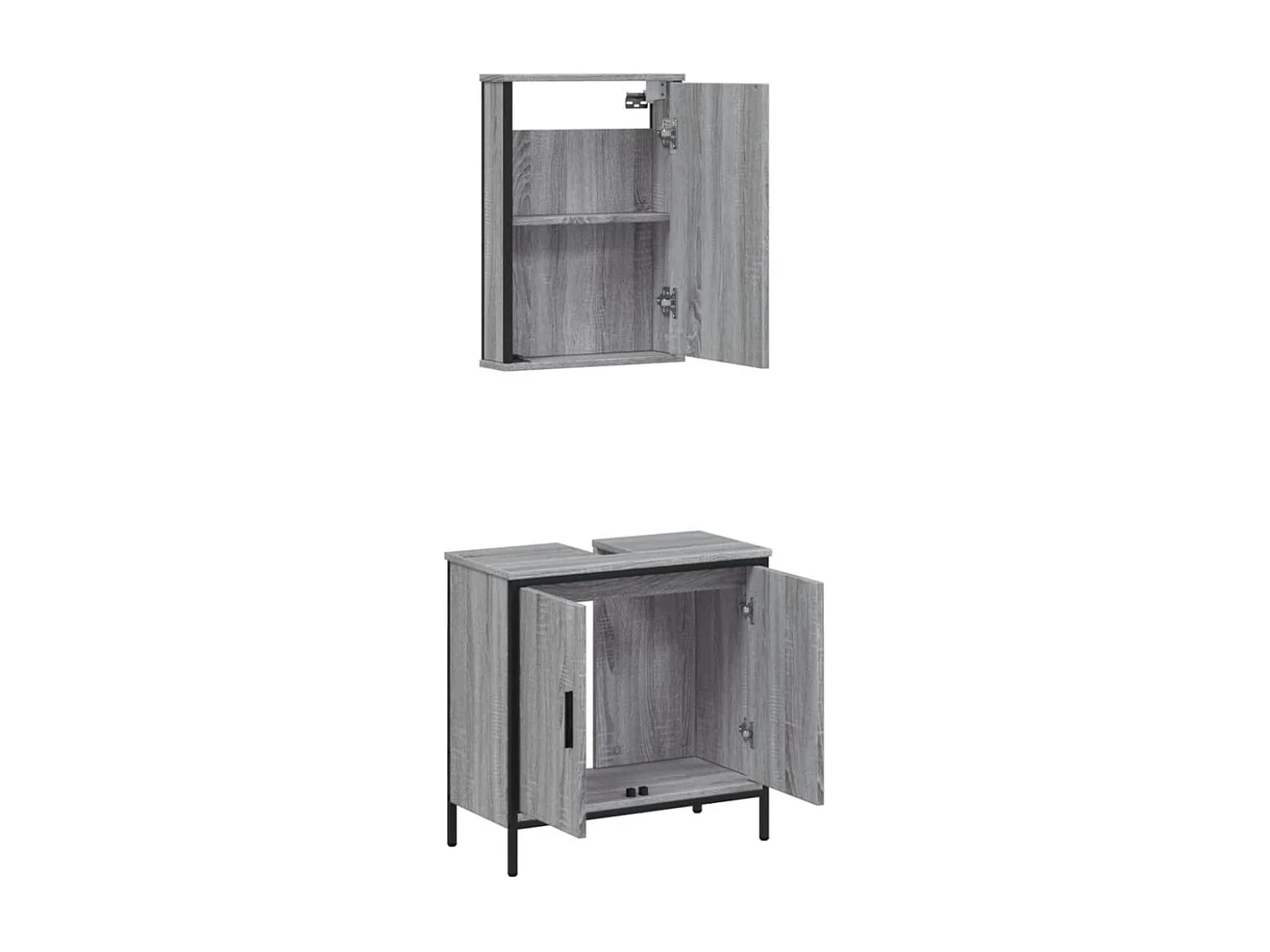 Ensemble de meubles de salle de bain 2 pcs Sonoma gris