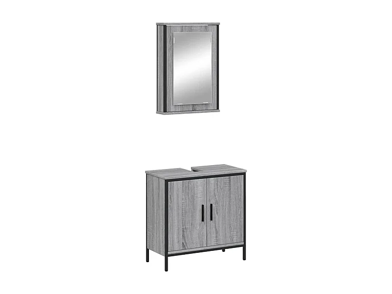 Ensemble de meubles de salle de bain 2 pcs Sonoma gris